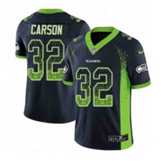 Mens Nike Seattle Seahawks 32 Chris Carson Limited Navy Blue Rush Drift Fashion NFL Jersey